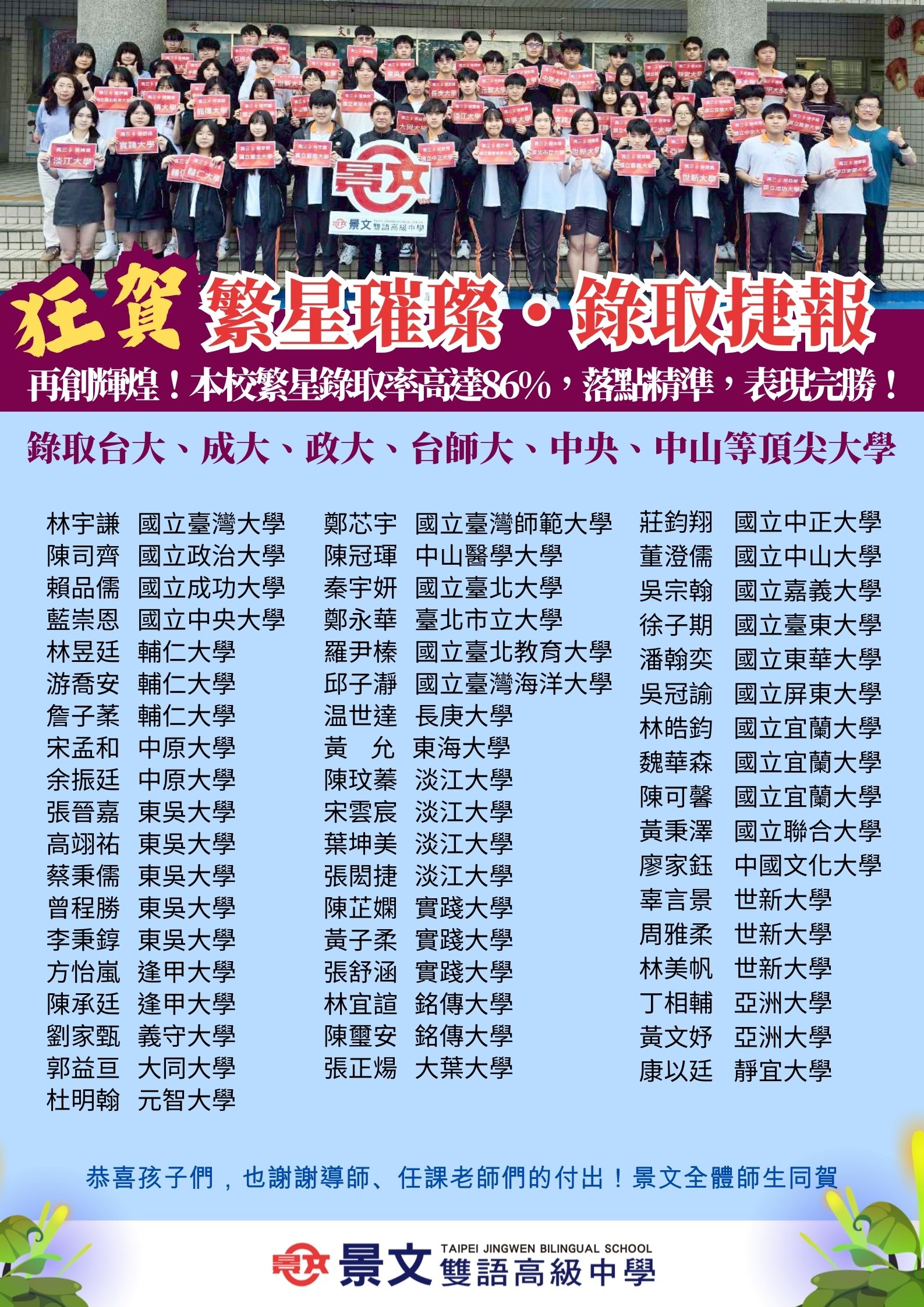 115繁星榜單海報